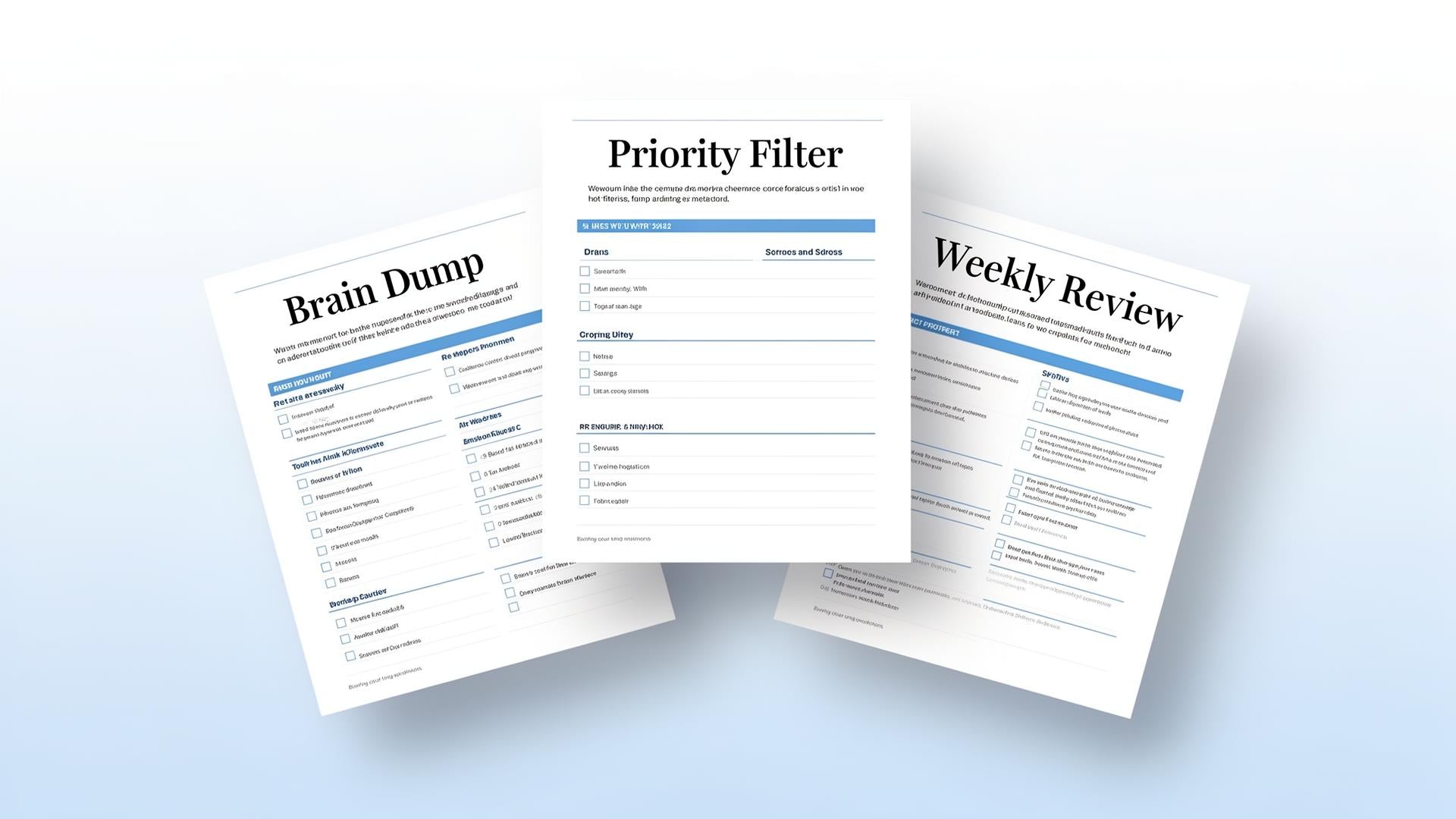 ADHD Focus System worksheets